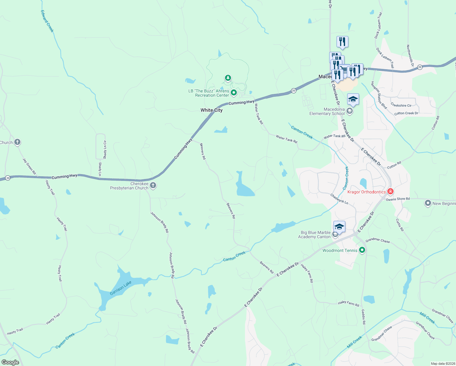 map of restaurants, bars, coffee shops, grocery stores, and more near 1000 Beavers Road in Canton