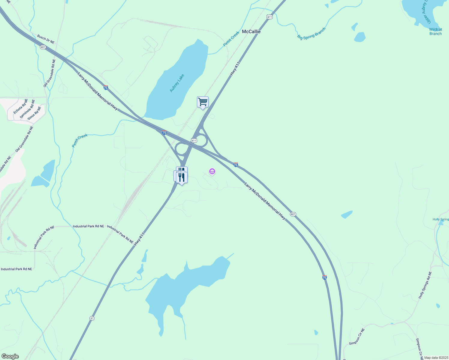 map of restaurants, bars, coffee shops, grocery stores, and more near 18 Mary Lane Northeast in White