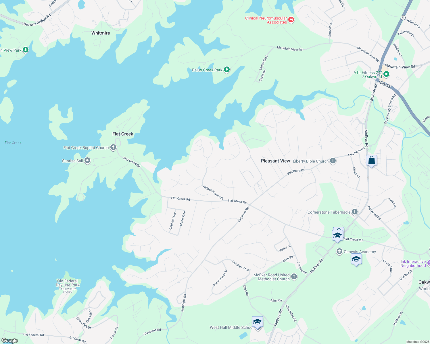 map of restaurants, bars, coffee shops, grocery stores, and more near 5436 High Harbor Court in Gainesville
