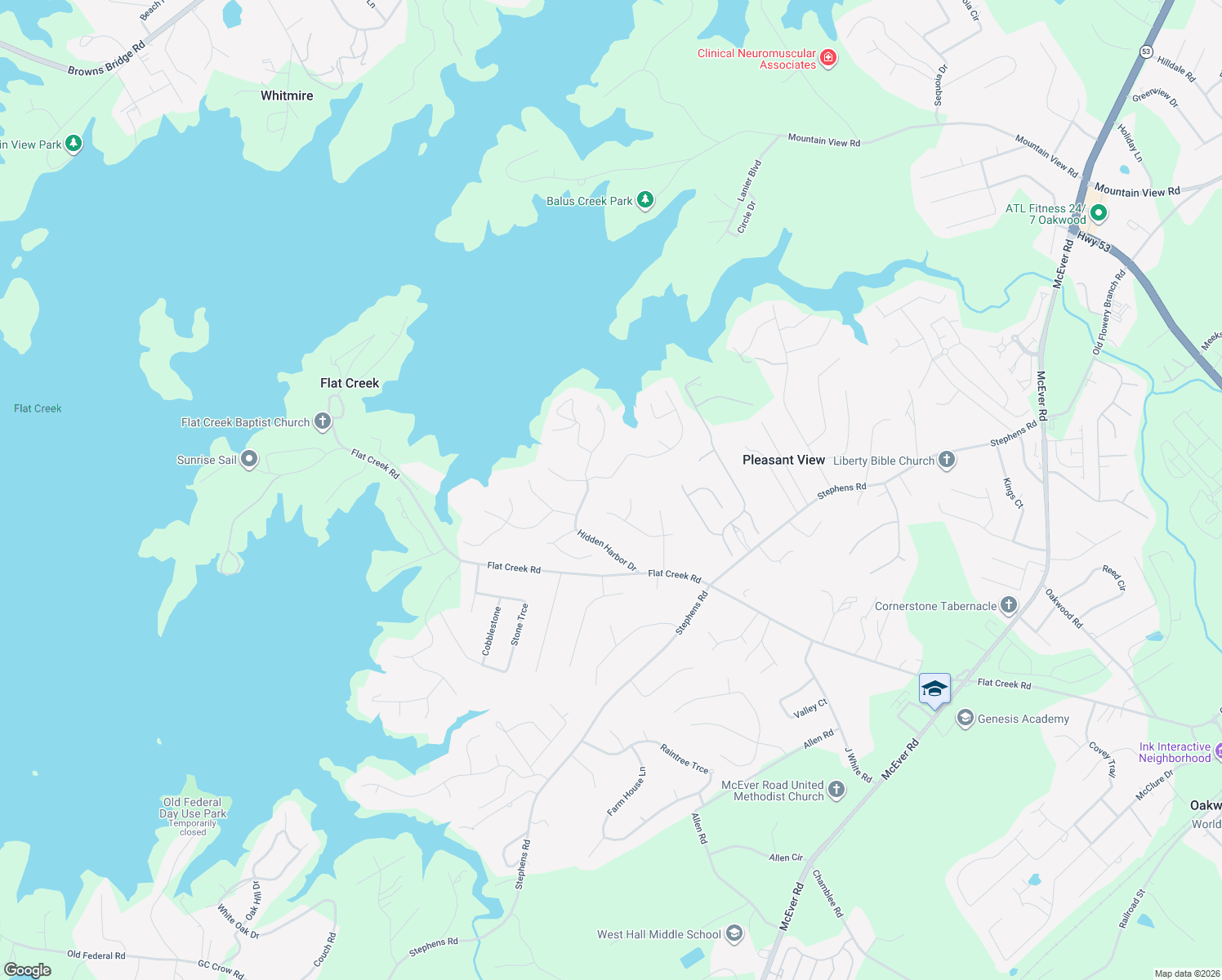 map of restaurants, bars, coffee shops, grocery stores, and more near 5436 High Harbor Court in Gainesville