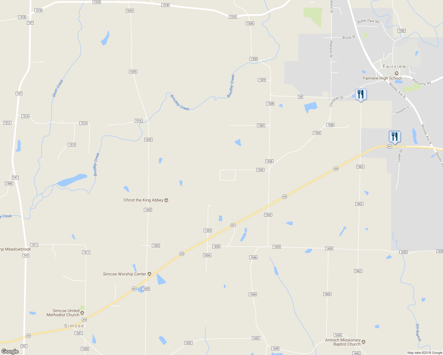 map of restaurants, bars, coffee shops, grocery stores, and more near 465 County Road 1535 in Cullman
