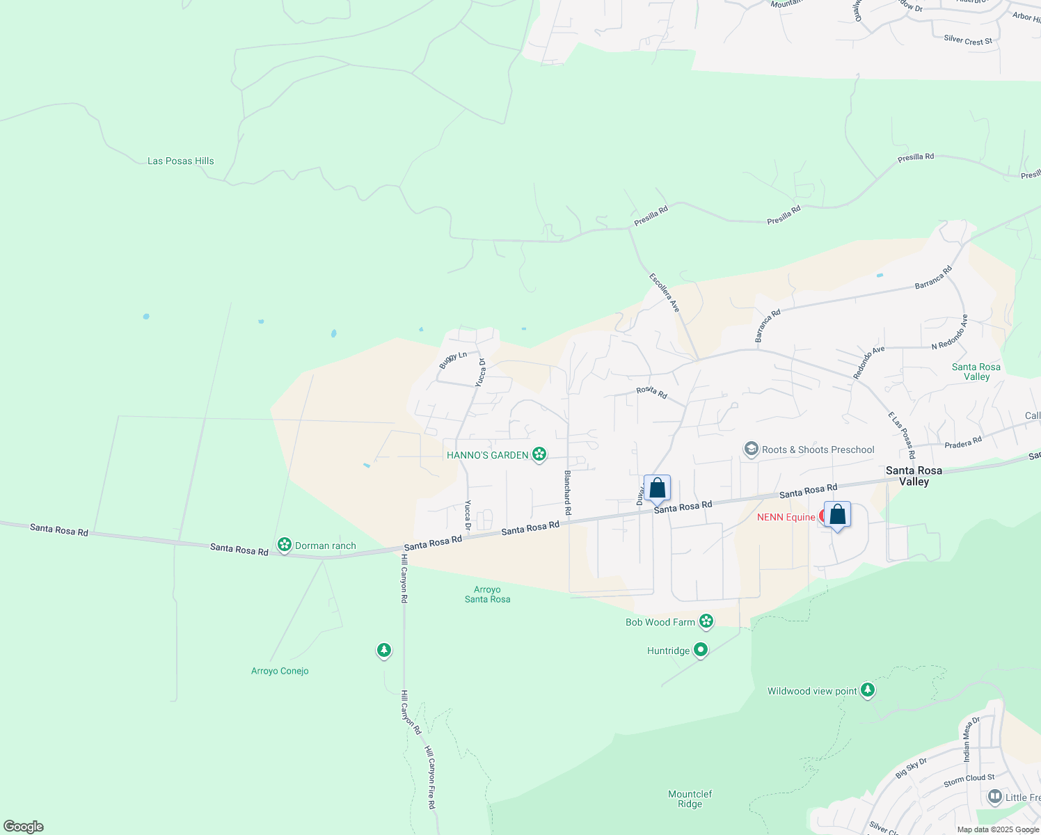 map of restaurants, bars, coffee shops, grocery stores, and more near 2447 Blanchard Place in Camarillo