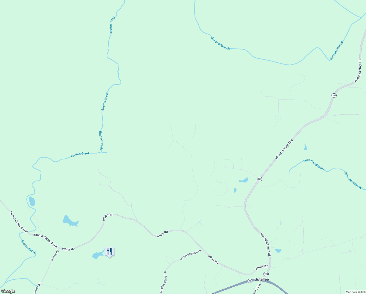 map of restaurants, bars, coffee shops, grocery stores, and more near 820 Sutallee Ridge Trail Northeast in White