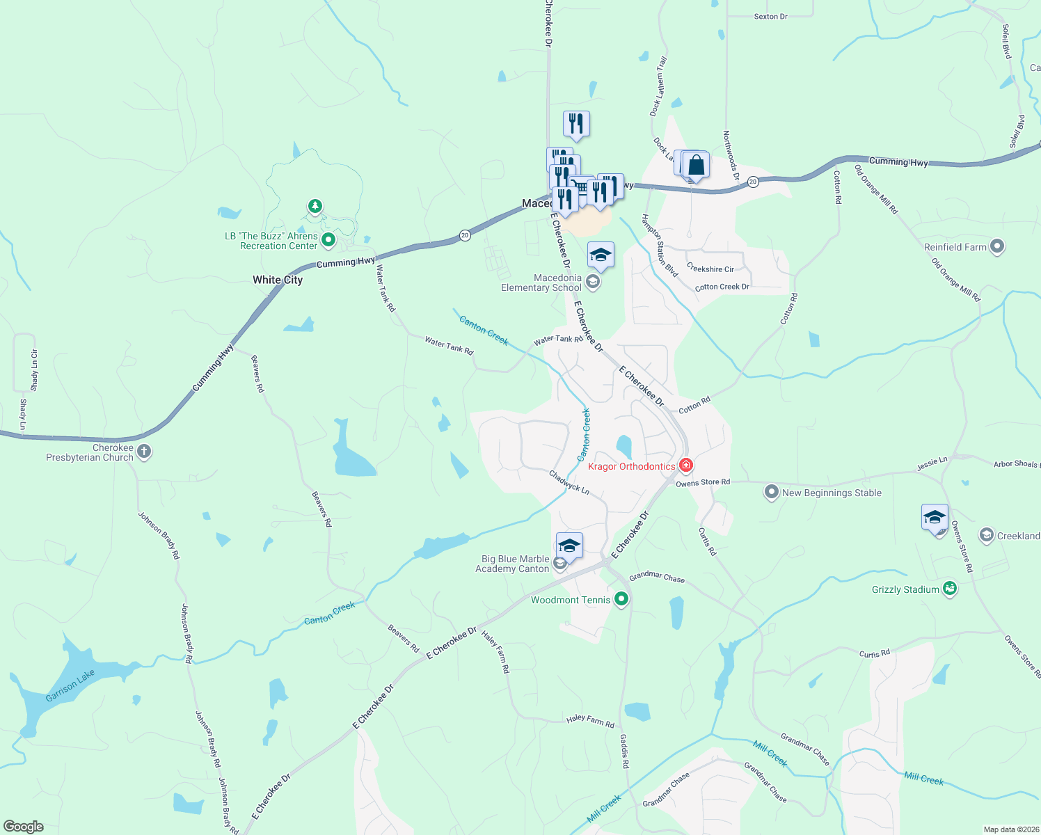 map of restaurants, bars, coffee shops, grocery stores, and more near 344 Bennington Pl in Canton