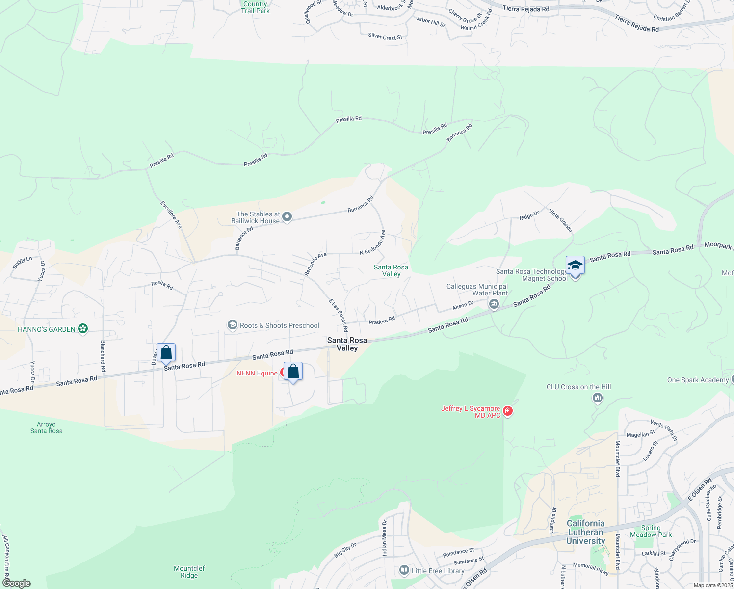 map of restaurants, bars, coffee shops, grocery stores, and more near 11875 Pradera Road in Camarillo