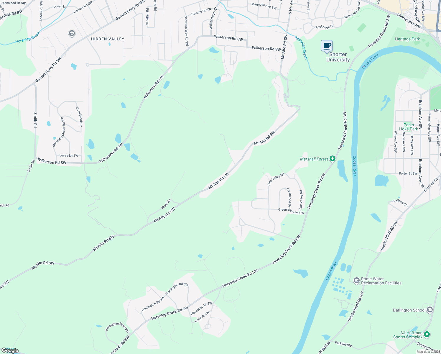 map of restaurants, bars, coffee shops, grocery stores, and more near 412 Mount Alto Road Southwest in Rome