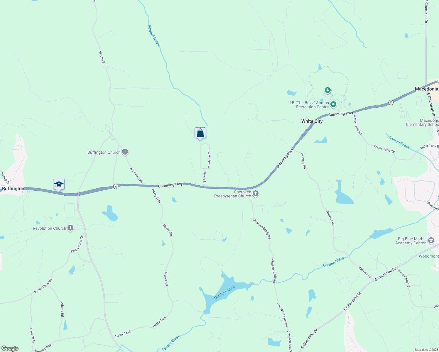 map of restaurants, bars, coffee shops, grocery stores, and more near 225 Eagles Nest Drive in Canton