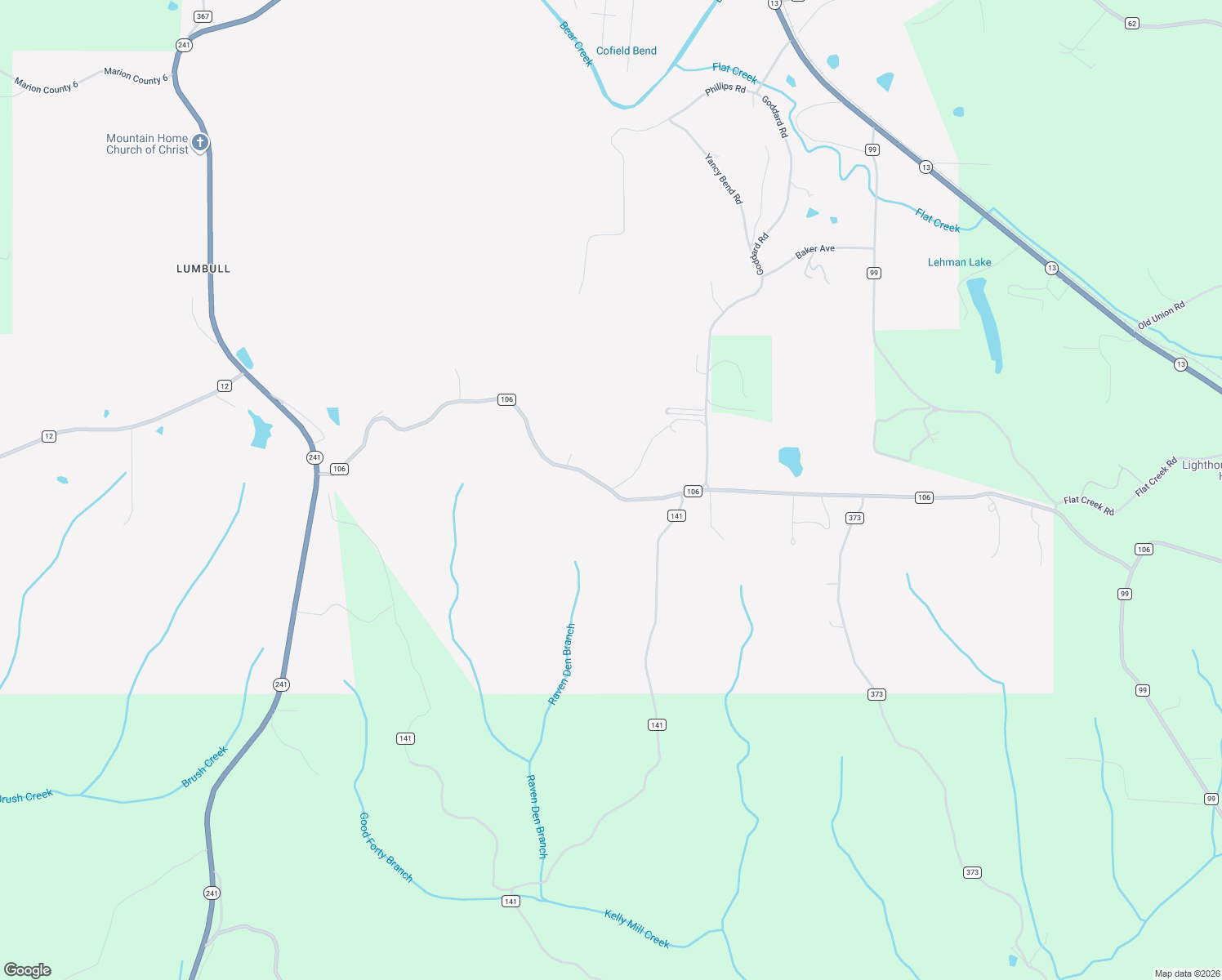 map of restaurants, bars, coffee shops, grocery stores, and more near 1221 County Highway 106 in Bear Creek