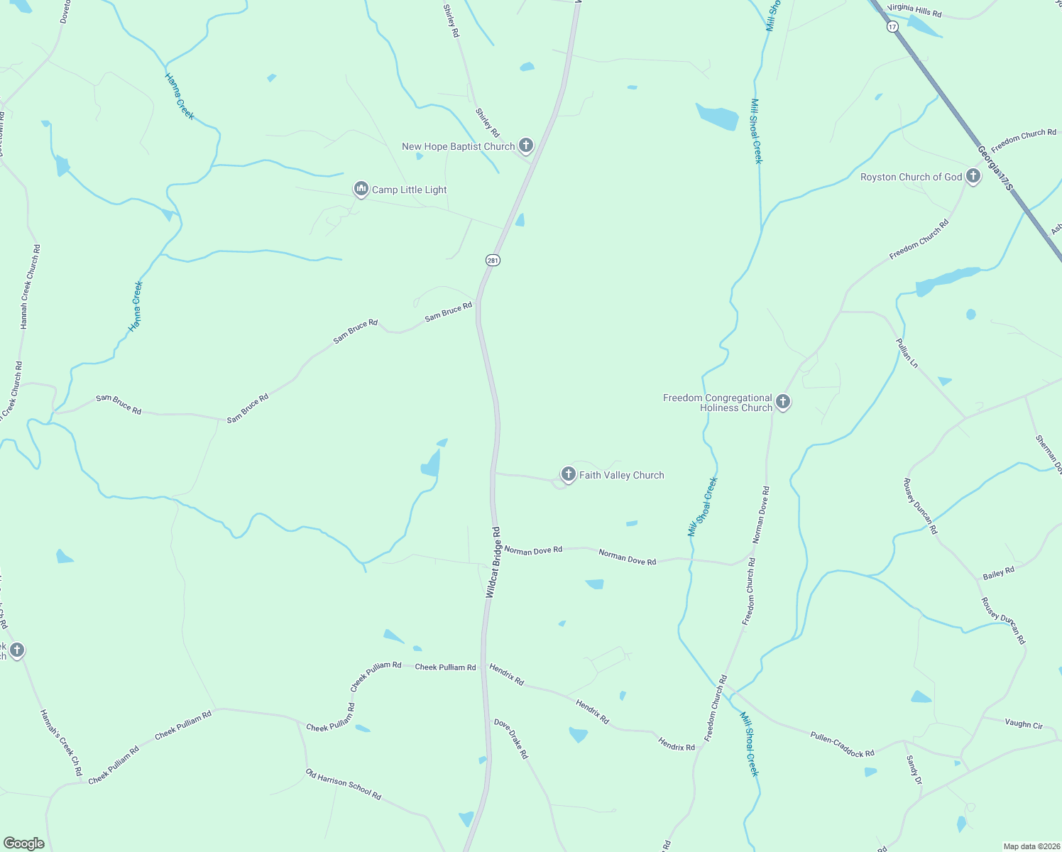 map of restaurants, bars, coffee shops, grocery stores, and more near 2695 Wildcat Bridge Road in Royston