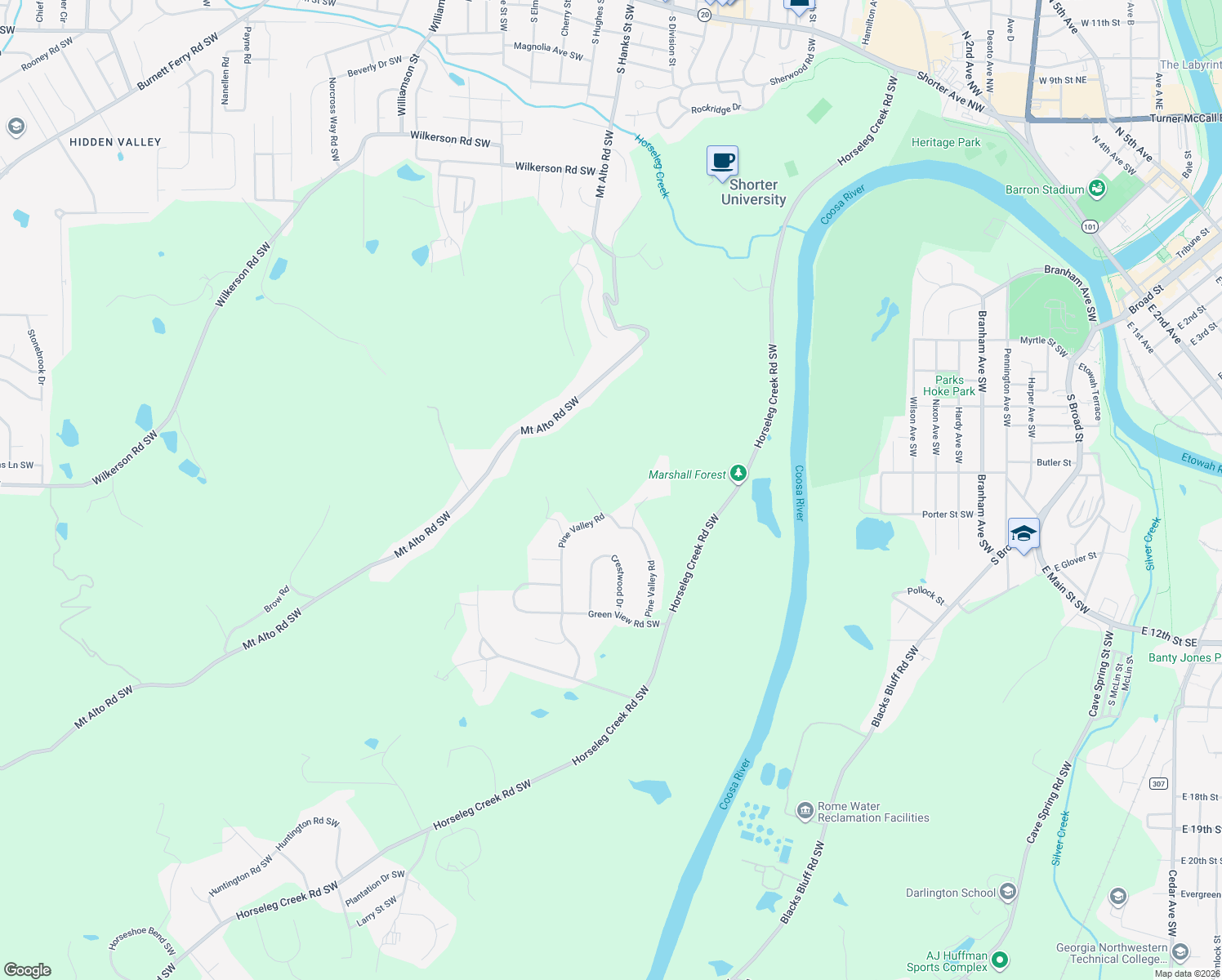 map of restaurants, bars, coffee shops, grocery stores, and more near 20 Pine Valley Road in Rome