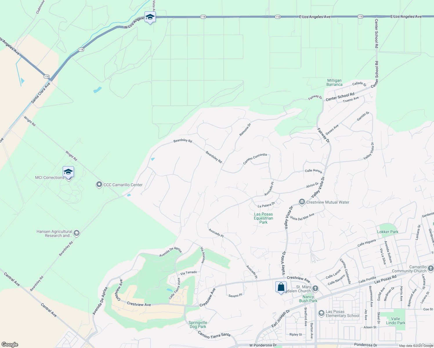 map of restaurants, bars, coffee shops, grocery stores, and more near 1891 Ramona Drive in Camarillo