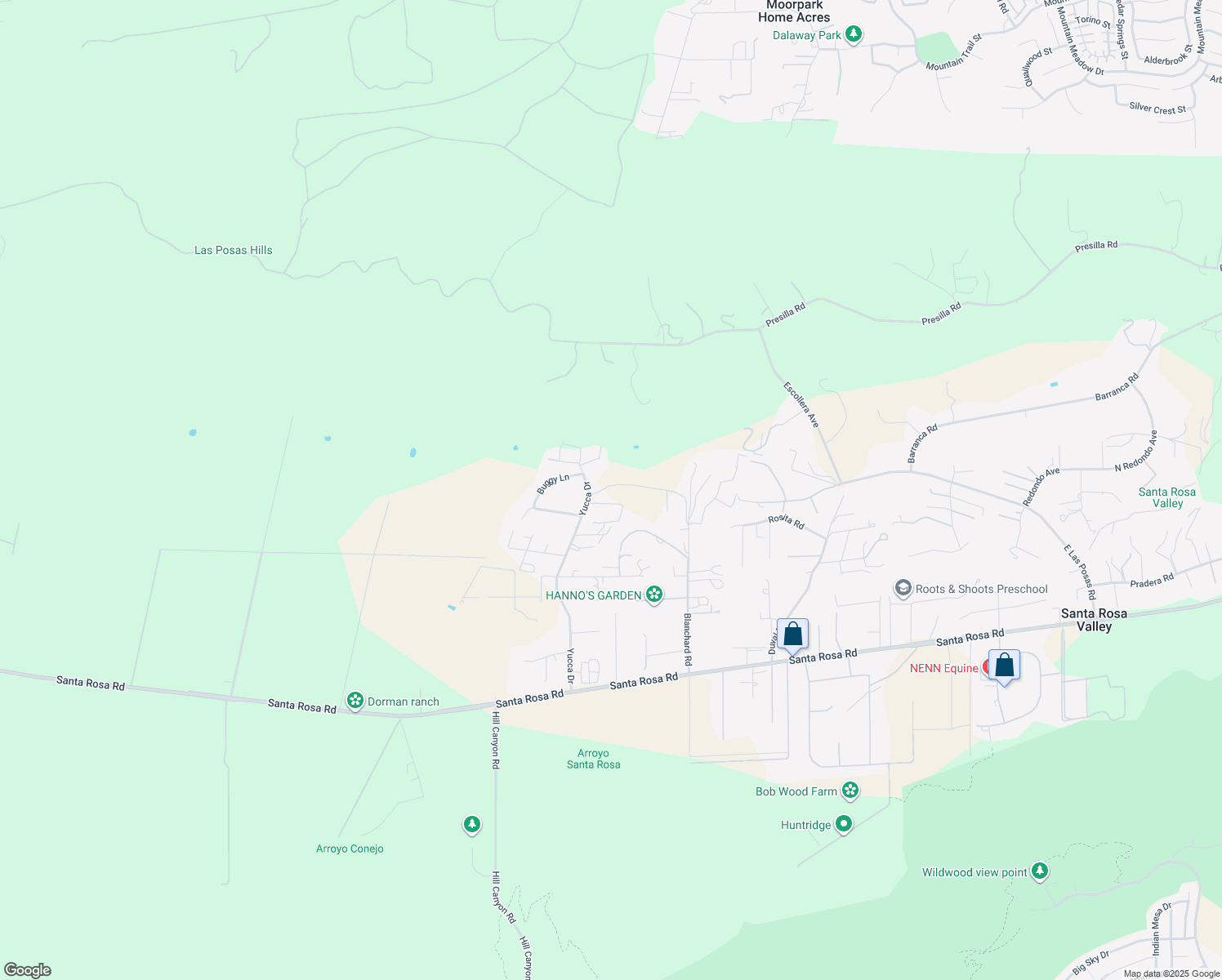 map of restaurants, bars, coffee shops, grocery stores, and more near 2760 Yucca Drive in Camarillo