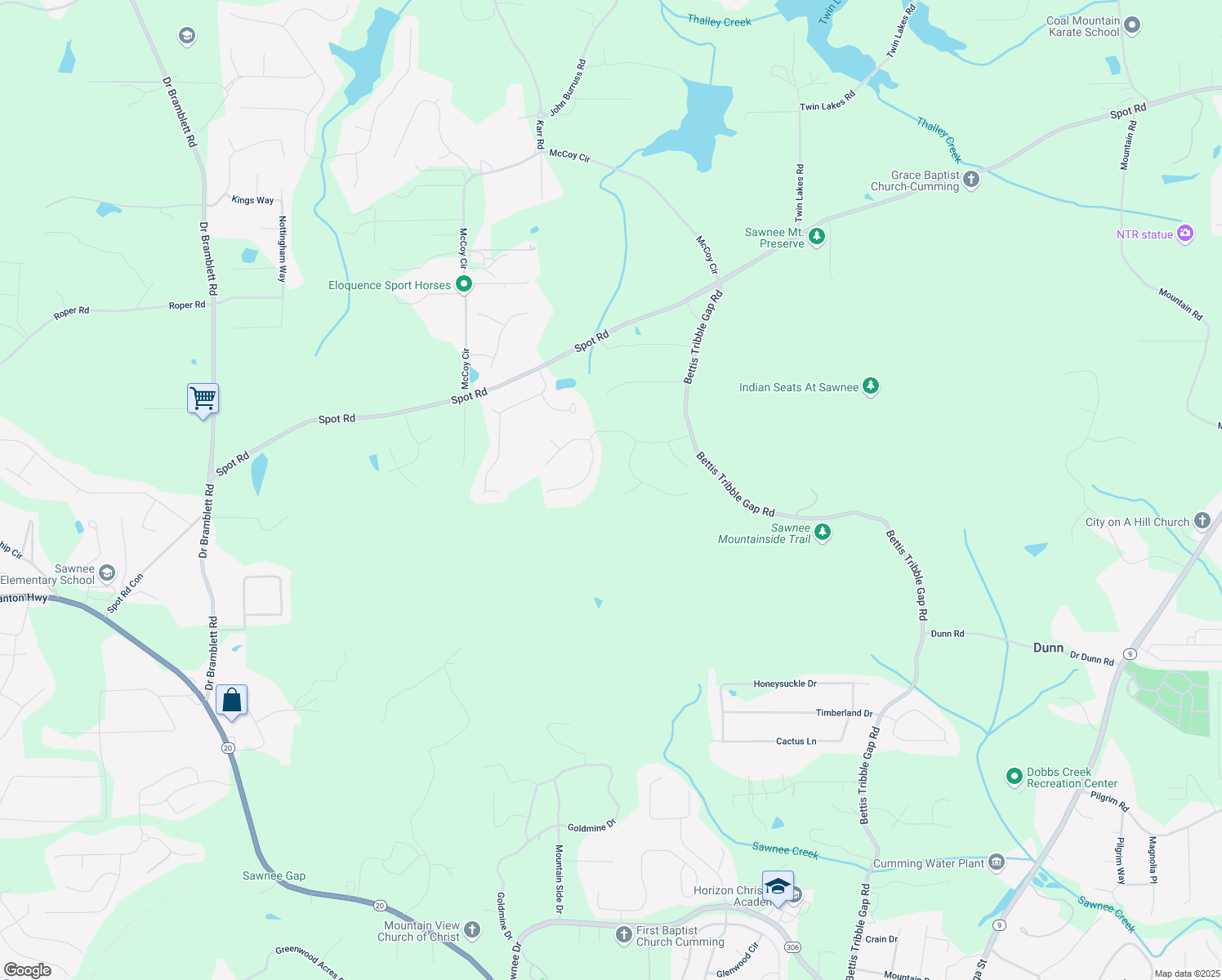 map of restaurants, bars, coffee shops, grocery stores, and more near 2830 Willow Hill Court in Cumming
