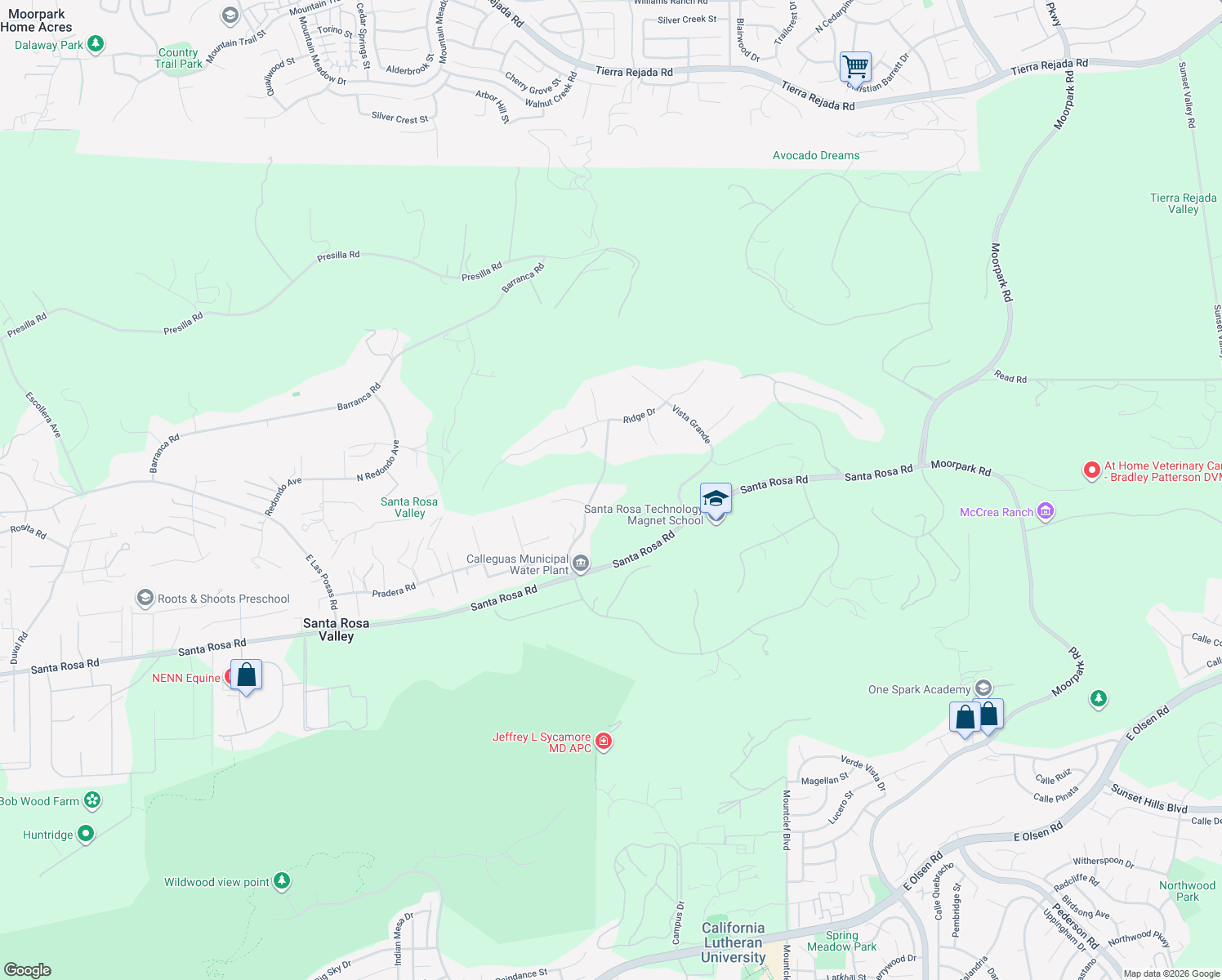 map of restaurants, bars, coffee shops, grocery stores, and more near 2790 Vista Arroyo Drive in Camarillo