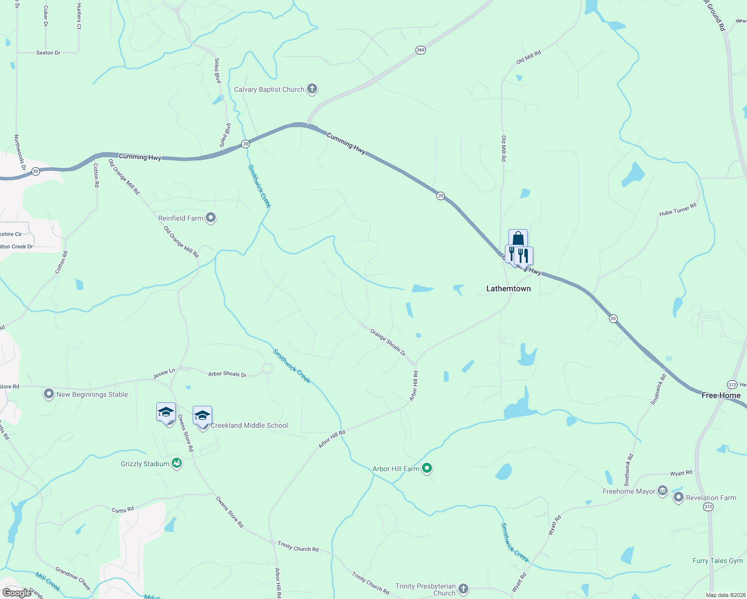 map of restaurants, bars, coffee shops, grocery stores, and more near 510 Wintergreen Way in Canton