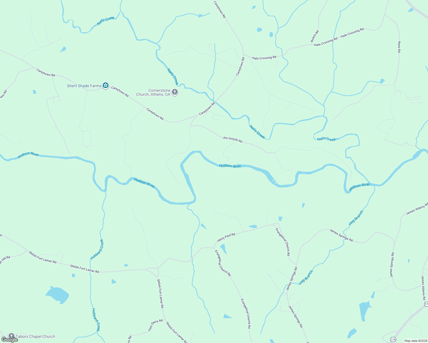 map of restaurants, bars, coffee shops, grocery stores, and more near 967 Evangelical Church Road in Danielsville