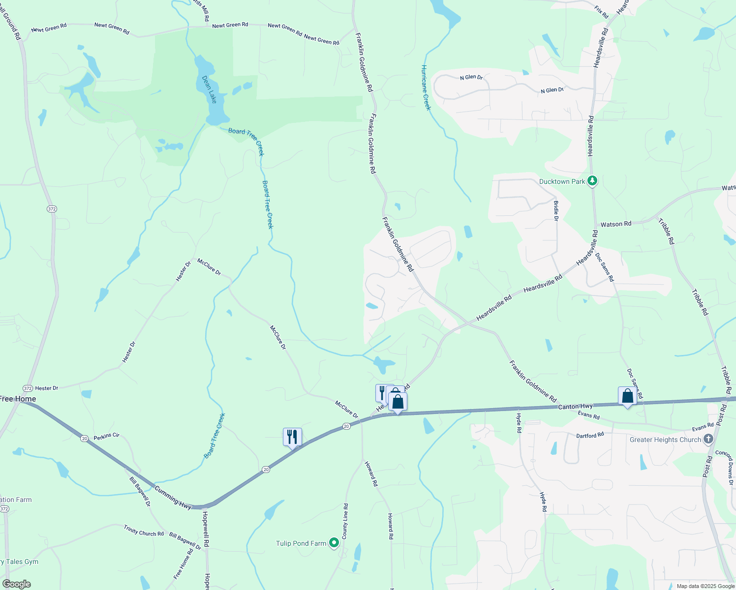 map of restaurants, bars, coffee shops, grocery stores, and more near 5780 Winding Lakes Drive in Cumming