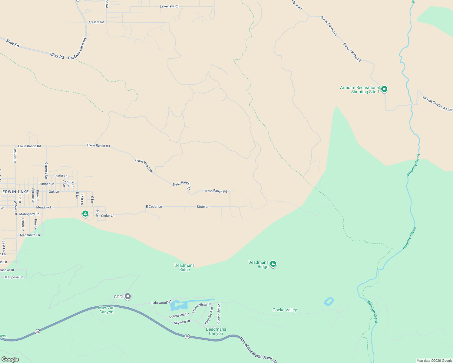 map of restaurants, bars, coffee shops, grocery stores, and more near 2821 Erwin Ranch Road in Big Bear