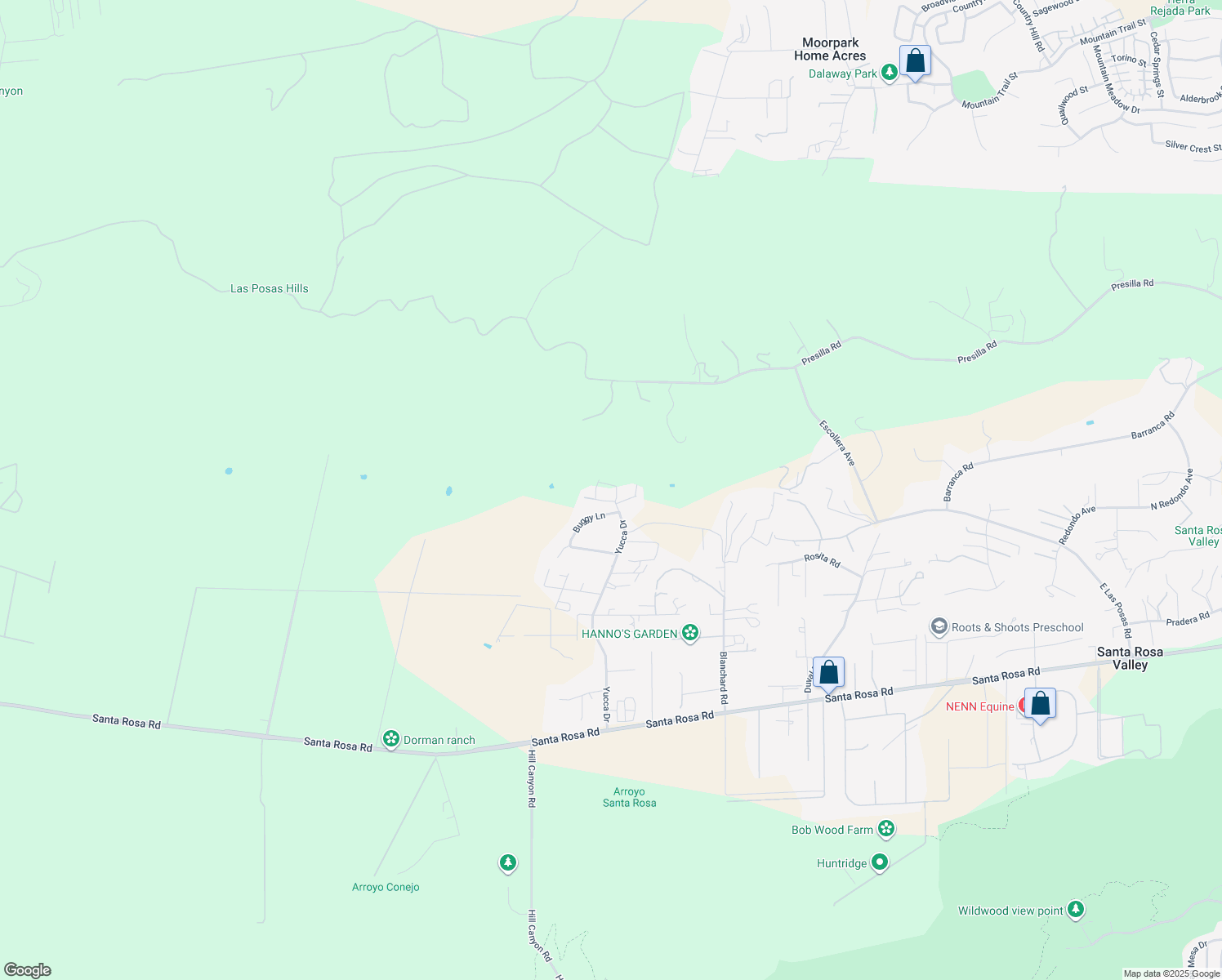 map of restaurants, bars, coffee shops, grocery stores, and more near 2981 Yucca Drive in Camarillo
