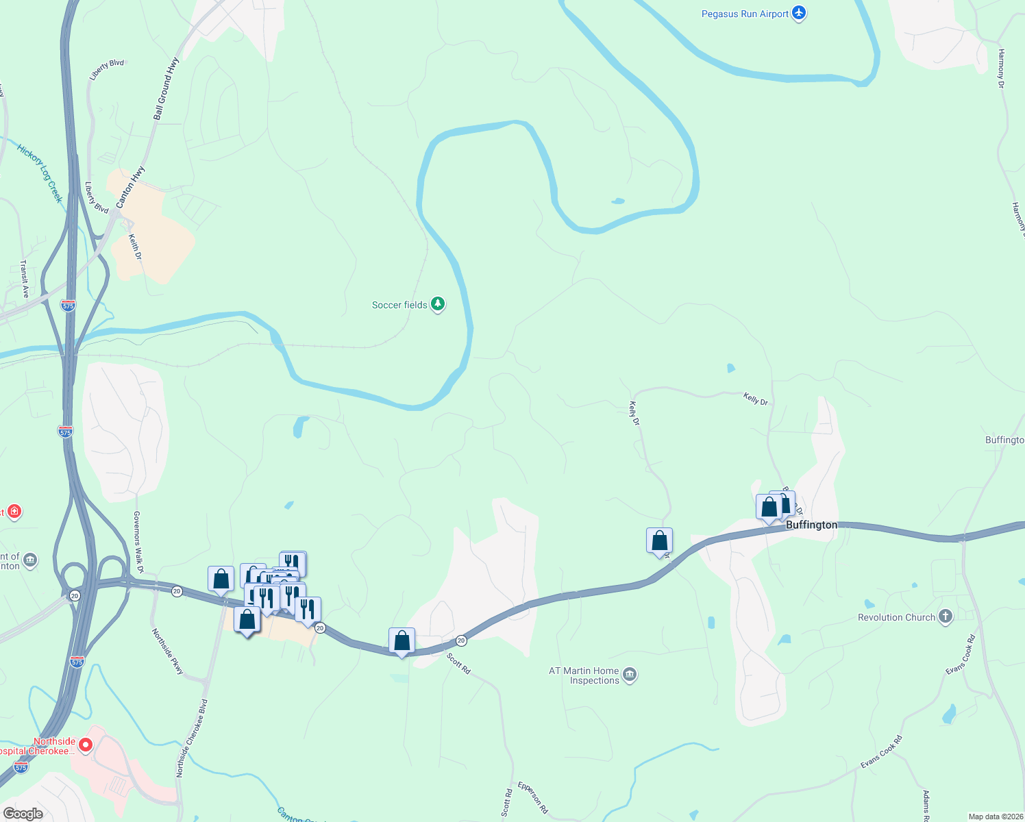 map of restaurants, bars, coffee shops, grocery stores, and more near 836 Waterford Estates Manor in Canton