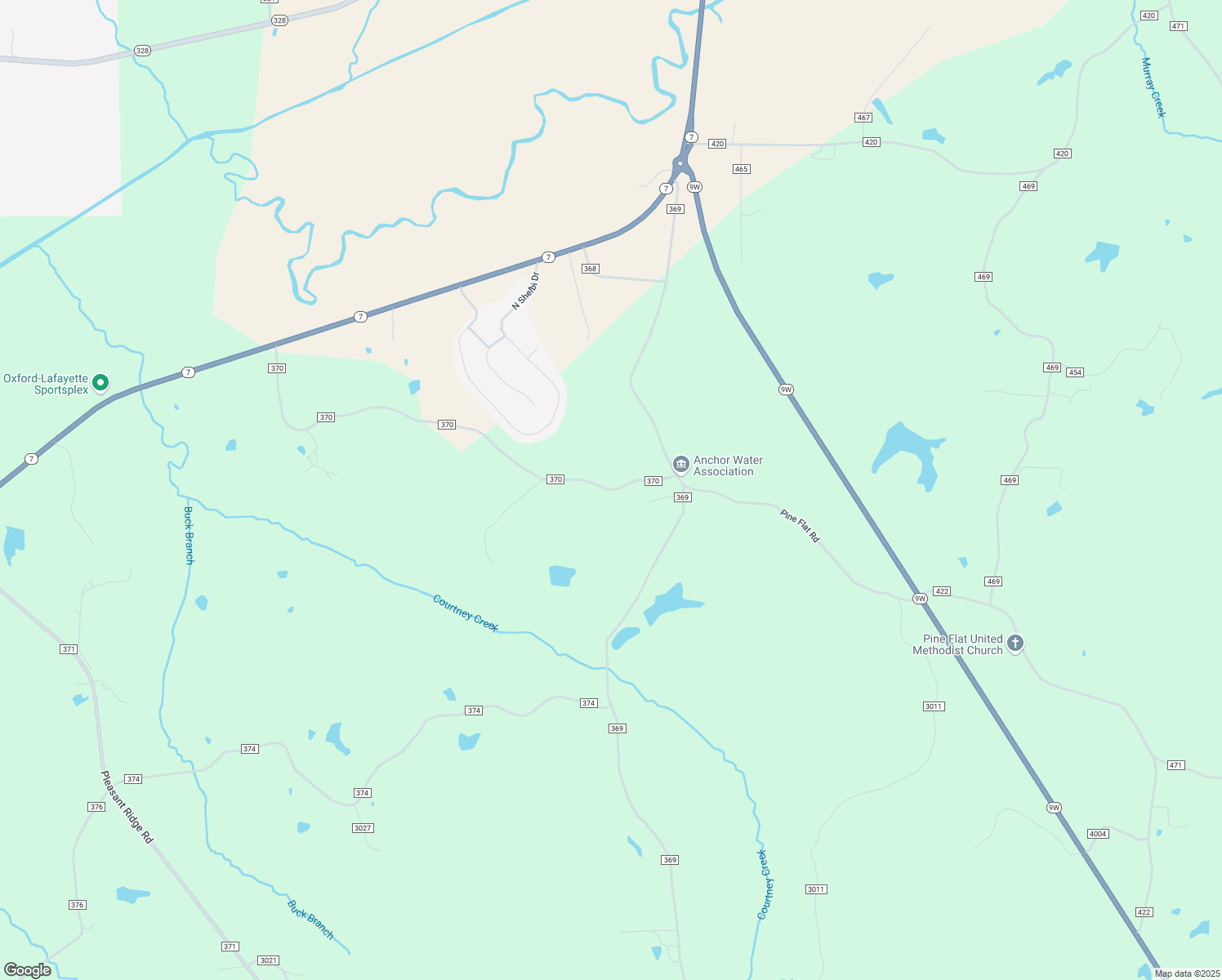 map of restaurants, bars, coffee shops, grocery stores, and more near 172 County Road 370 in Oxford
