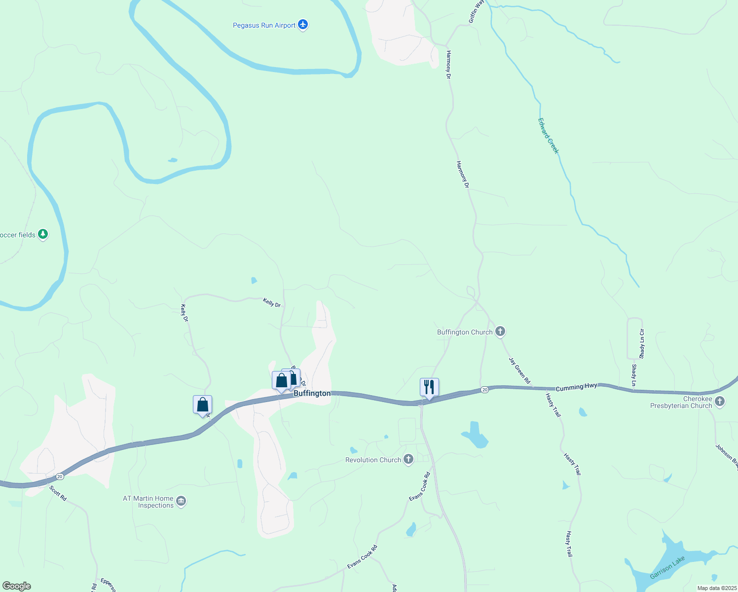 map of restaurants, bars, coffee shops, grocery stores, and more near 114 Hardwood Lane in Canton