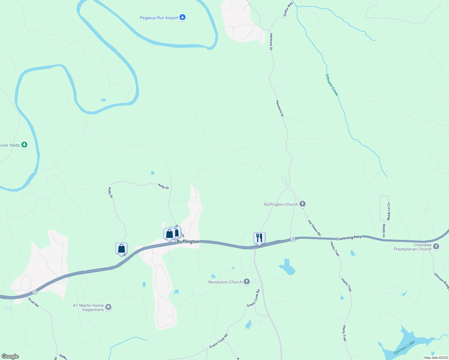 map of restaurants, bars, coffee shops, grocery stores, and more near 114 Hardwood Lane in Canton