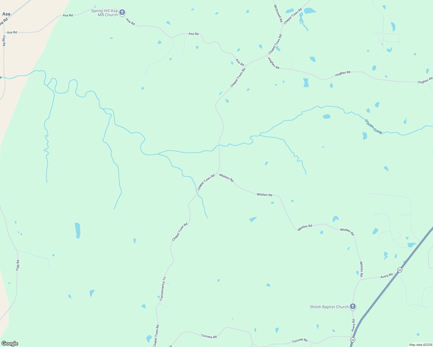 map of restaurants, bars, coffee shops, grocery stores, and more near 1735 Chapel Town Road in Courtland