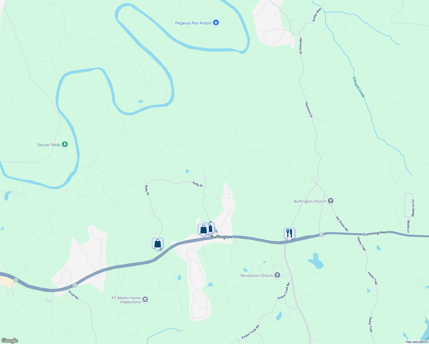 map of restaurants, bars, coffee shops, grocery stores, and more near 101 Hardwood Lane in Canton