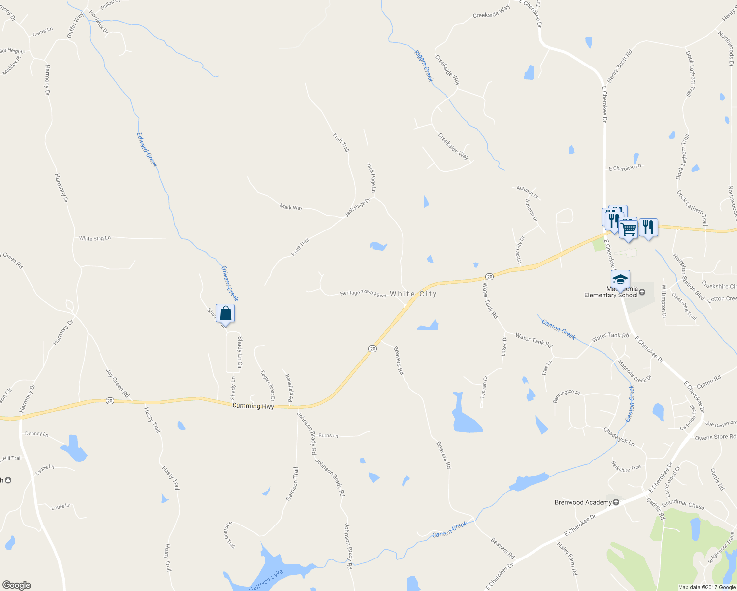 map of restaurants, bars, coffee shops, grocery stores, and more near 213 Heritage Town Parkway in Canton