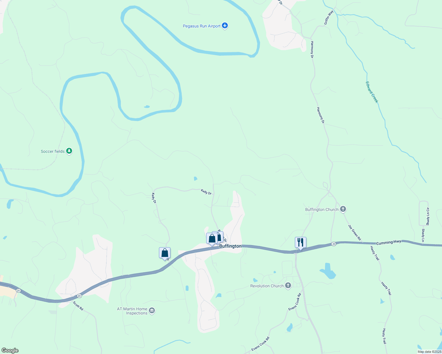 map of restaurants, bars, coffee shops, grocery stores, and more near 101 Hardwood Lane in Canton