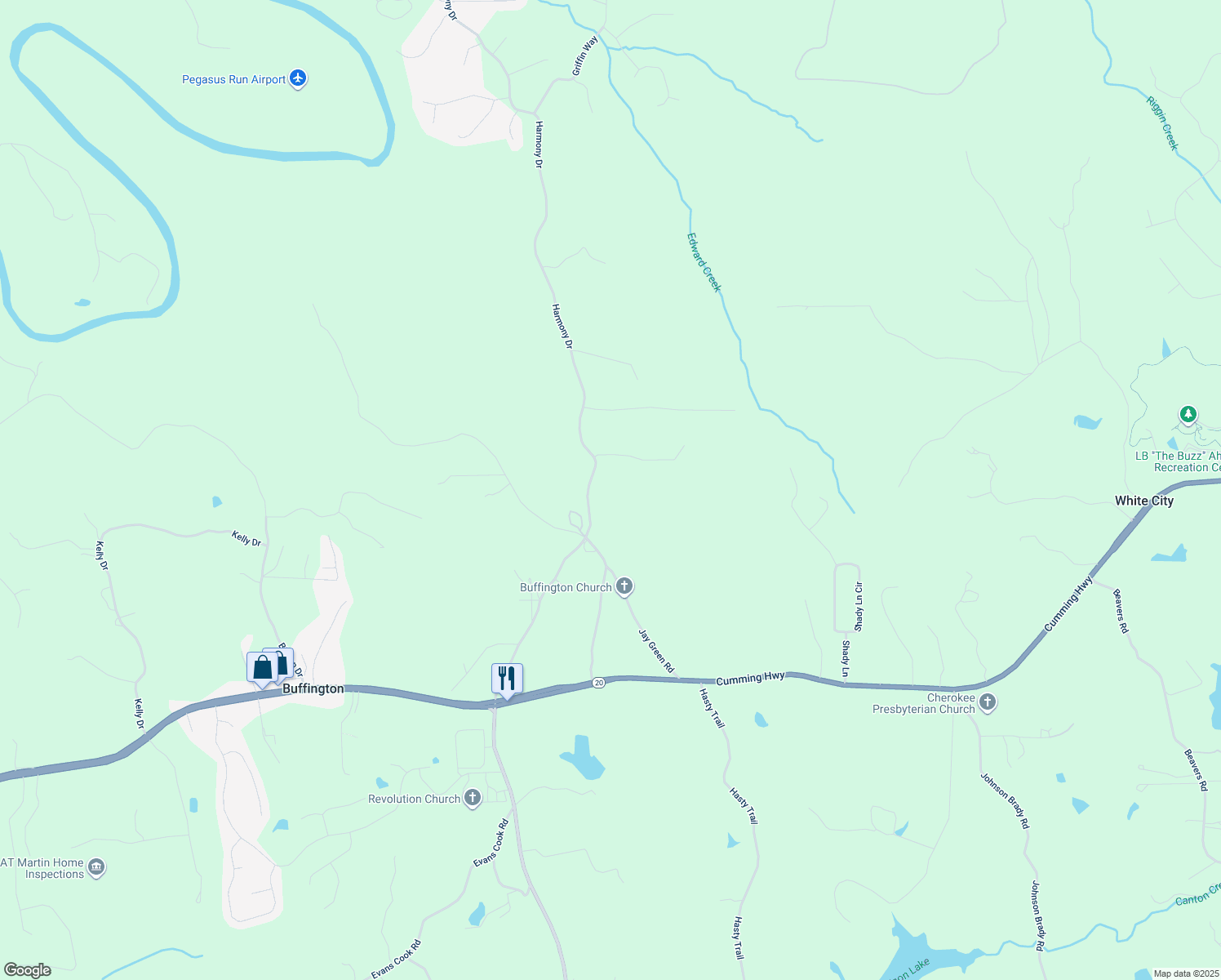 map of restaurants, bars, coffee shops, grocery stores, and more near 1175 Harmony Drive in Canton