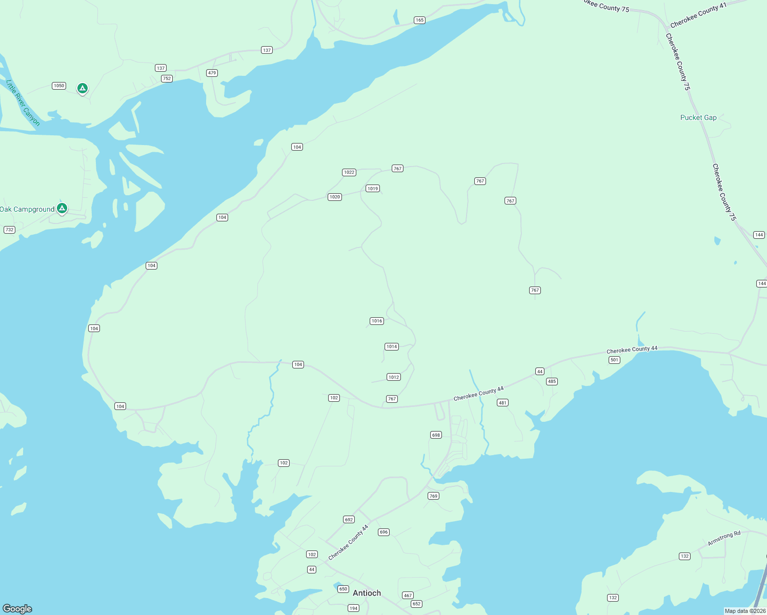 map of restaurants, bars, coffee shops, grocery stores, and more near 600 County Road 767 in Cedar Bluff