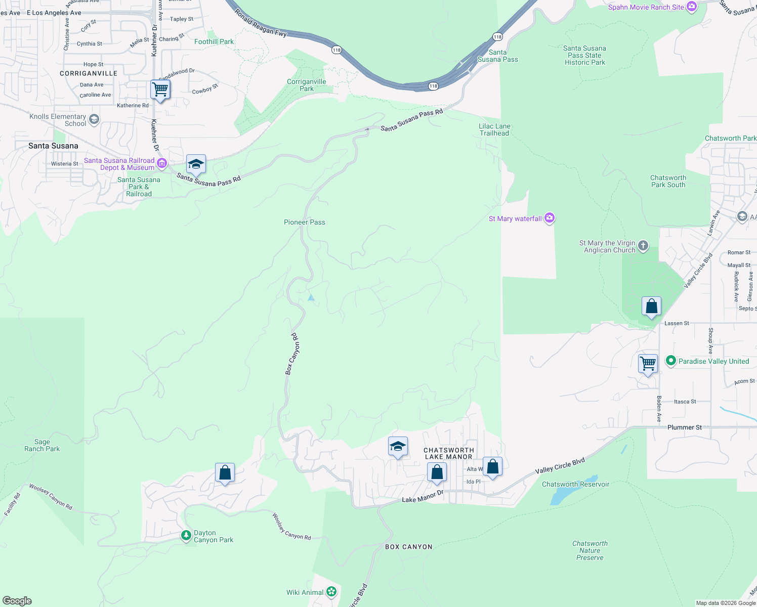 map of restaurants, bars, coffee shops, grocery stores, and more near 7449 Studio Road in Ventura County