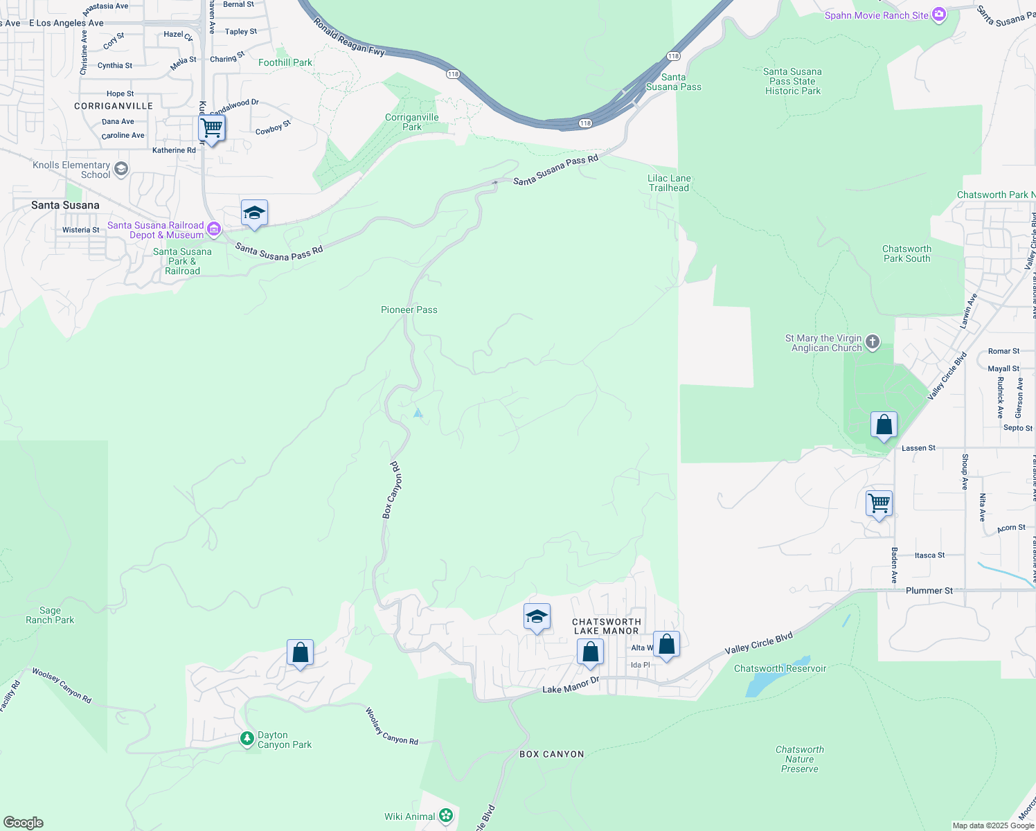 map of restaurants, bars, coffee shops, grocery stores, and more near 7449 Studio Road in Ventura County