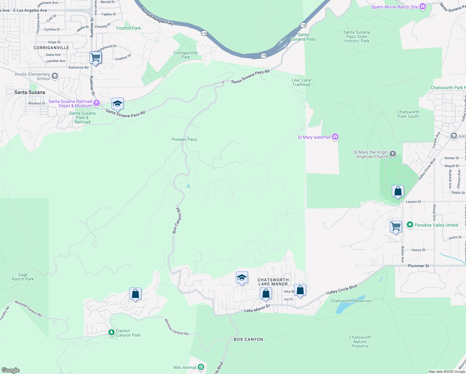 map of restaurants, bars, coffee shops, grocery stores, and more near 7449 Studio Road in Ventura County