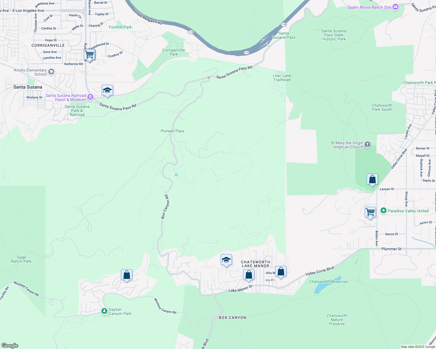 map of restaurants, bars, coffee shops, grocery stores, and more near 7449 Studio Road in Ventura County