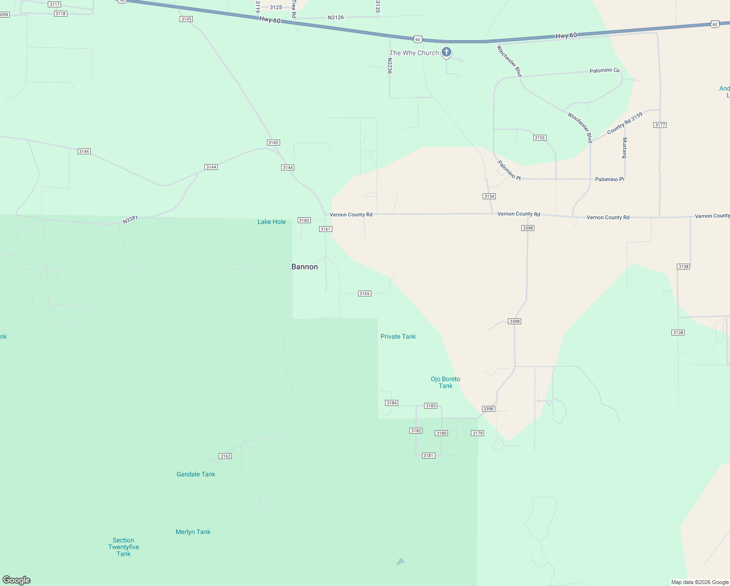 map of restaurants, bars, coffee shops, grocery stores, and more near County Road 3165 in Vernon