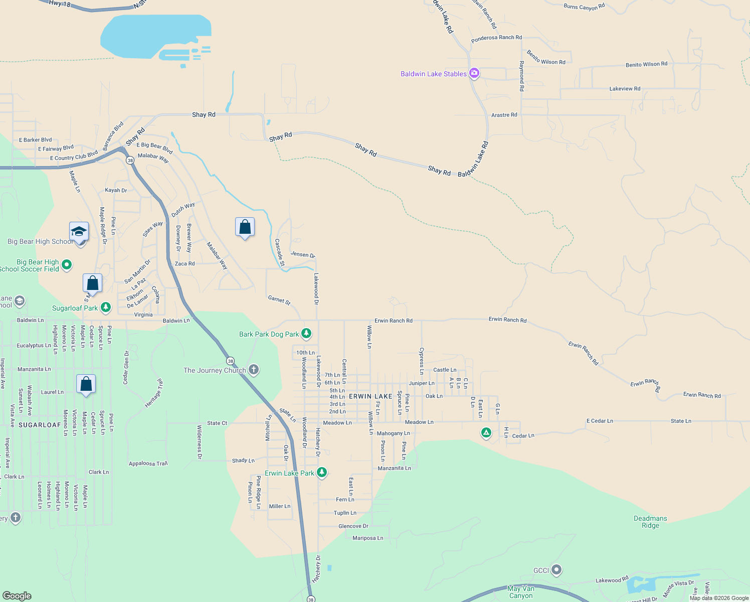 map of restaurants, bars, coffee shops, grocery stores, and more near in Big Bear