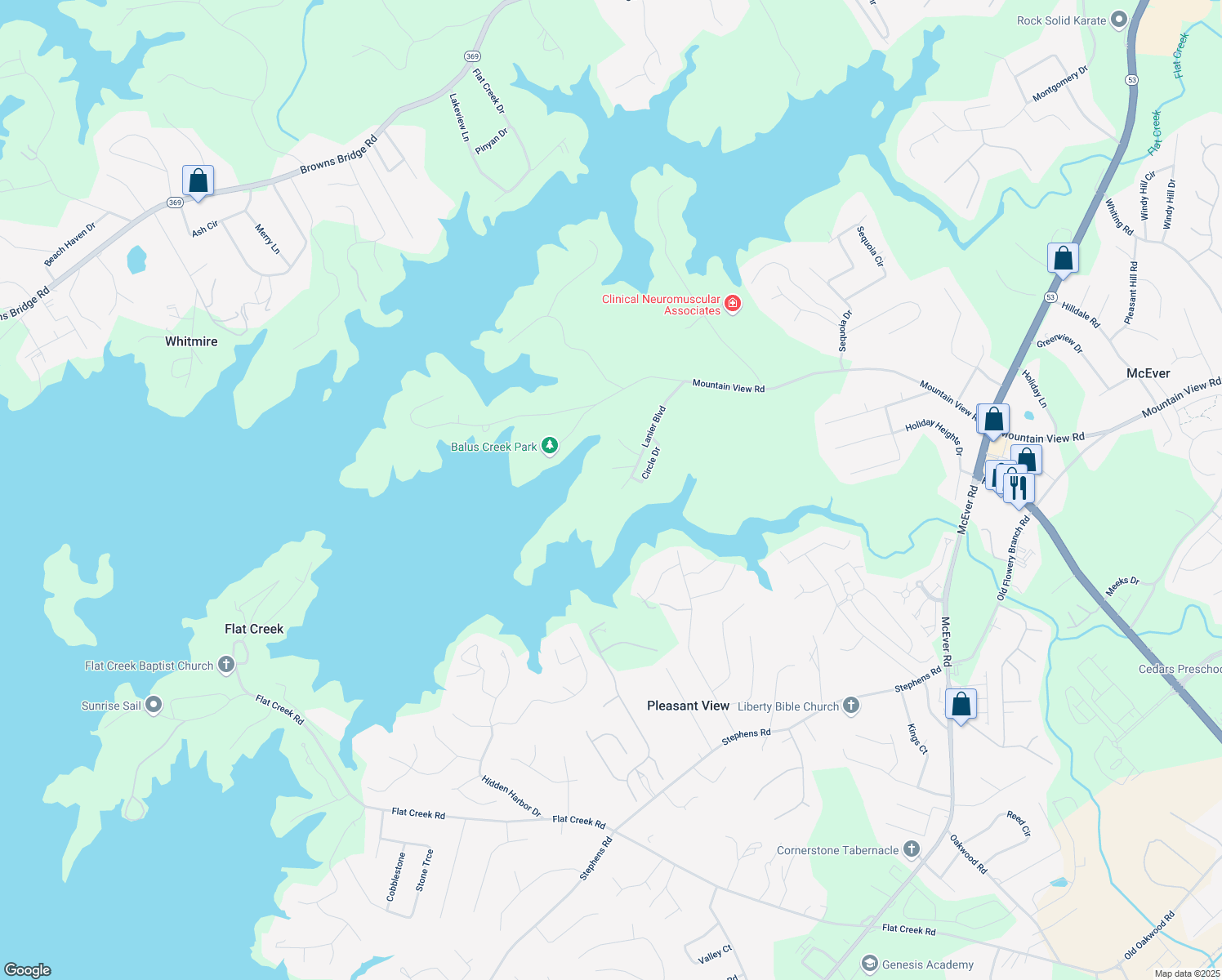 map of restaurants, bars, coffee shops, grocery stores, and more near 4624 Ridgecrest Drive in Oakwood