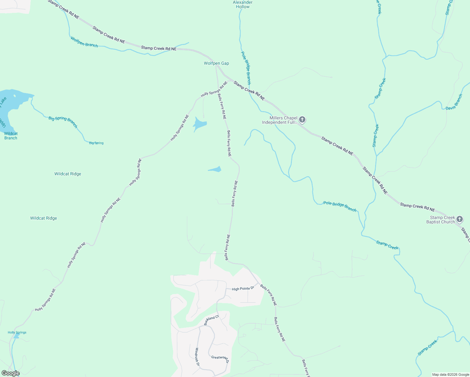 map of restaurants, bars, coffee shops, grocery stores, and more near 563 Bells Ferry Road Northeast in White