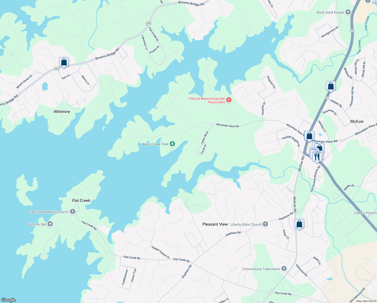 map of restaurants, bars, coffee shops, grocery stores, and more near 4624 Ridgecrest Drive in Oakwood