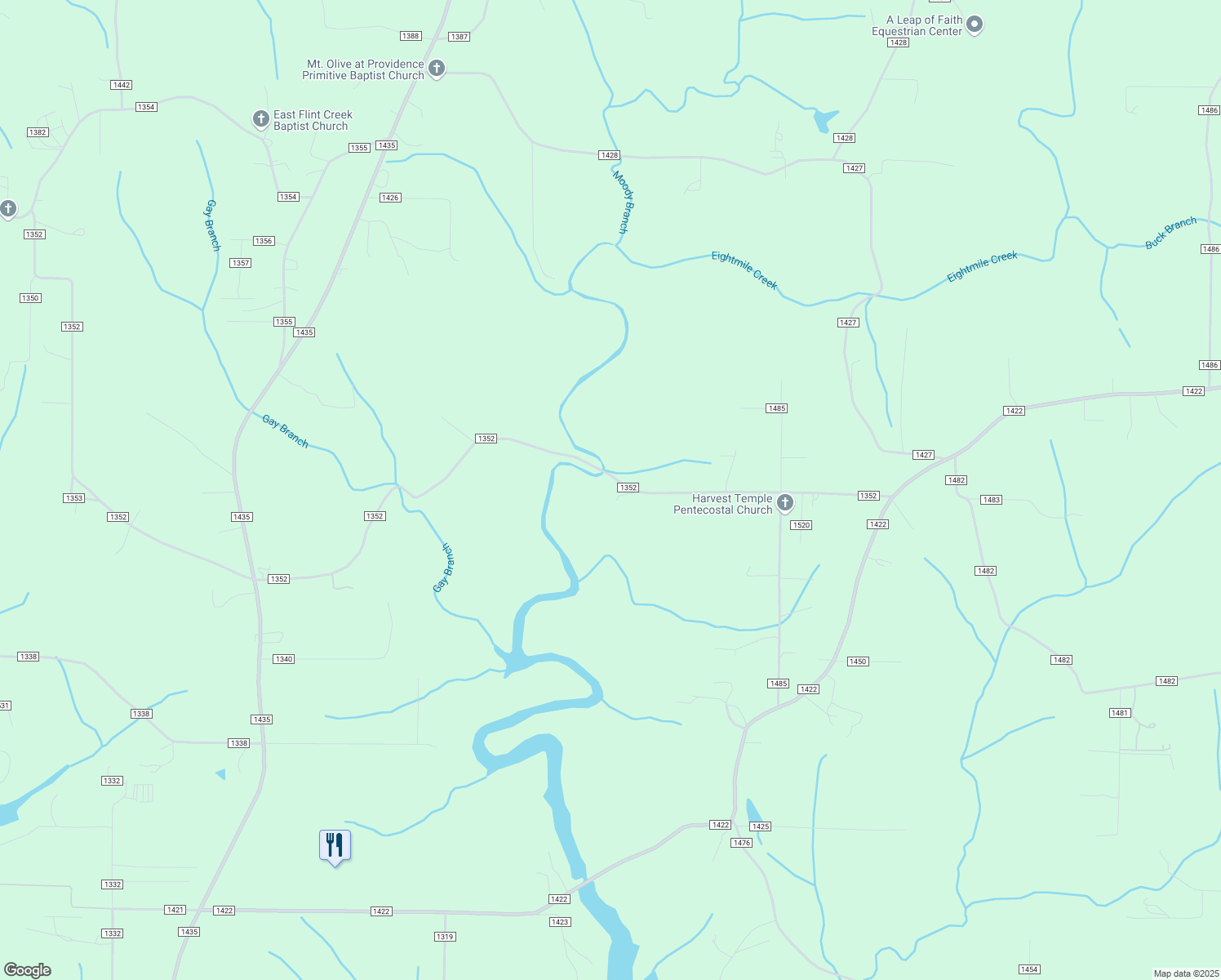 map of restaurants, bars, coffee shops, grocery stores, and more near 2908 County Road 1352 in Cullman