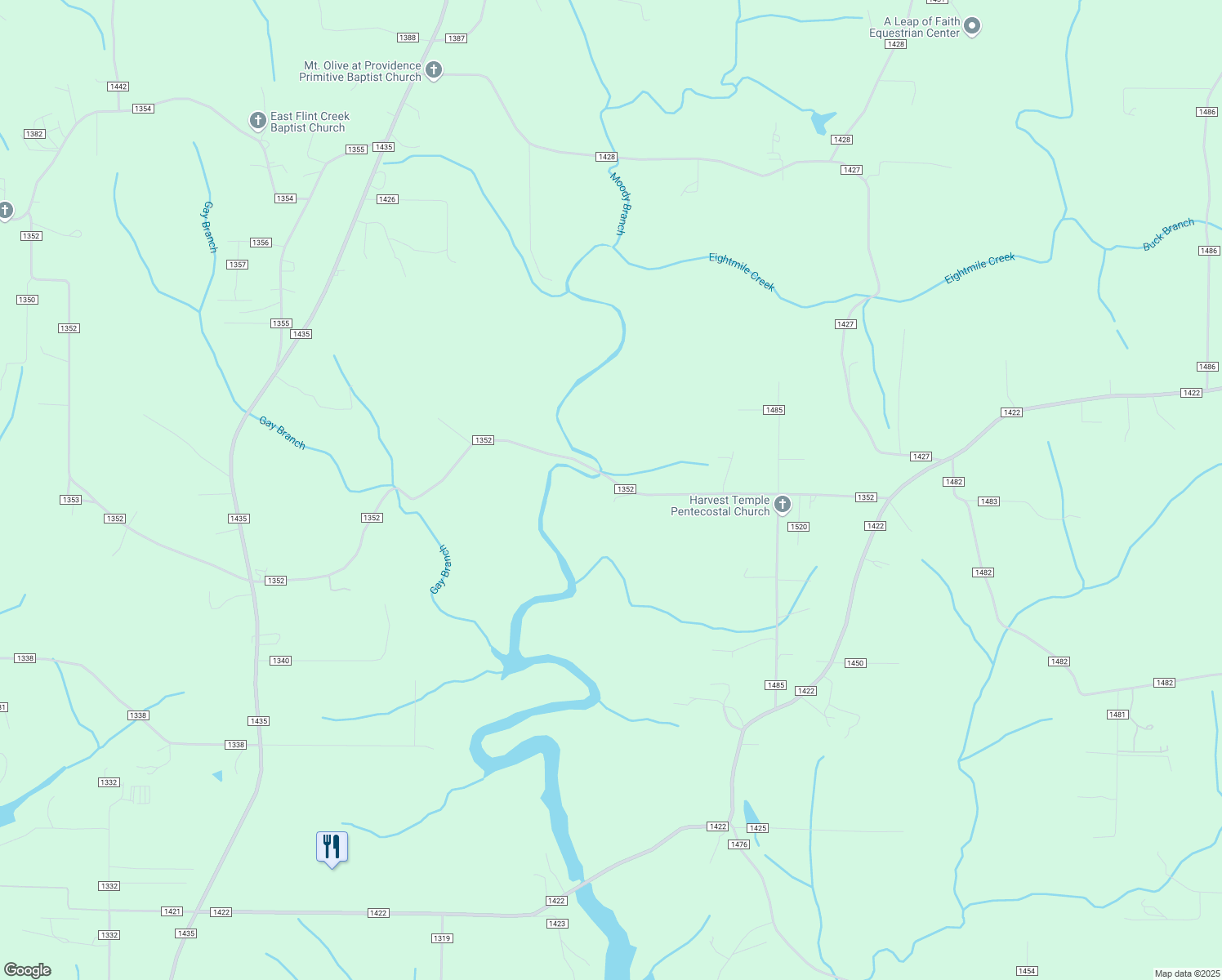 map of restaurants, bars, coffee shops, grocery stores, and more near 2908 County Road 1352 in Cullman