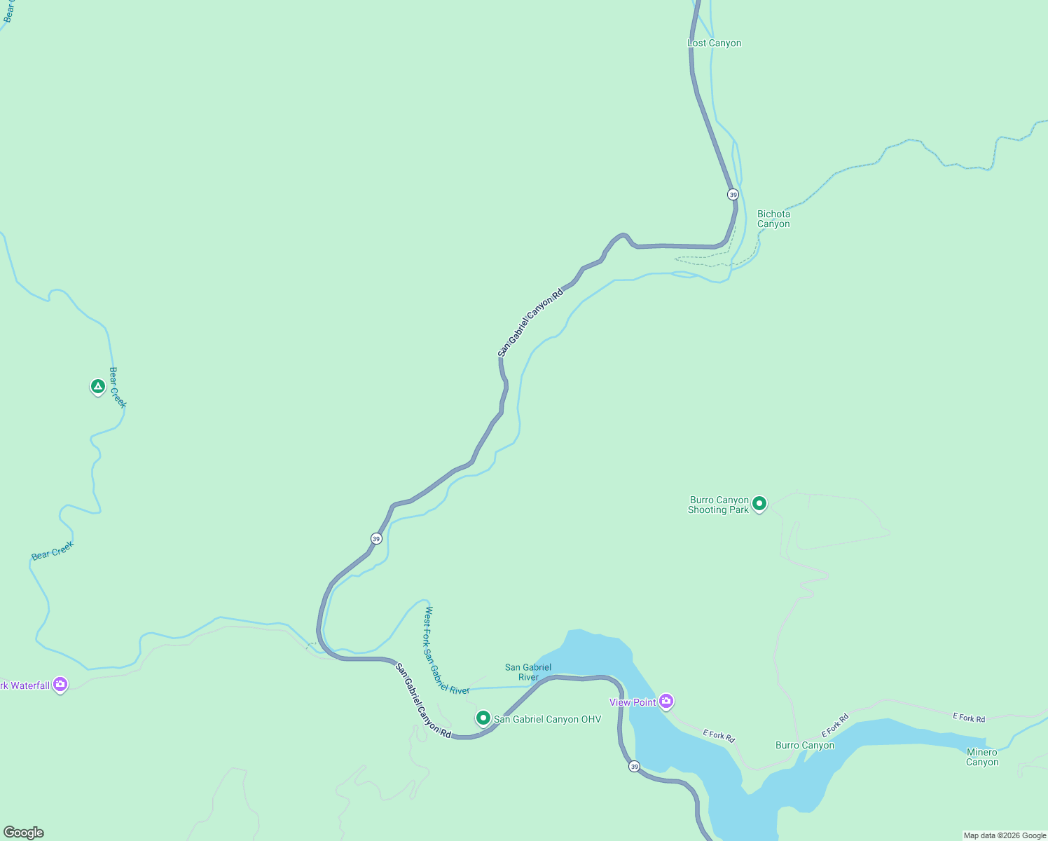 map of restaurants, bars, coffee shops, grocery stores, and more near 2 San Gabriel Canyon Road in Azusa