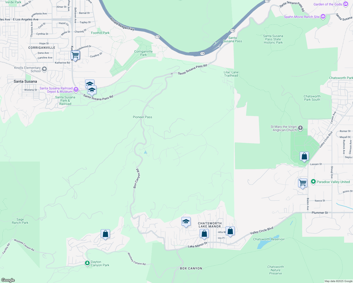 map of restaurants, bars, coffee shops, grocery stores, and more near 7401 Studio Road in Ventura County