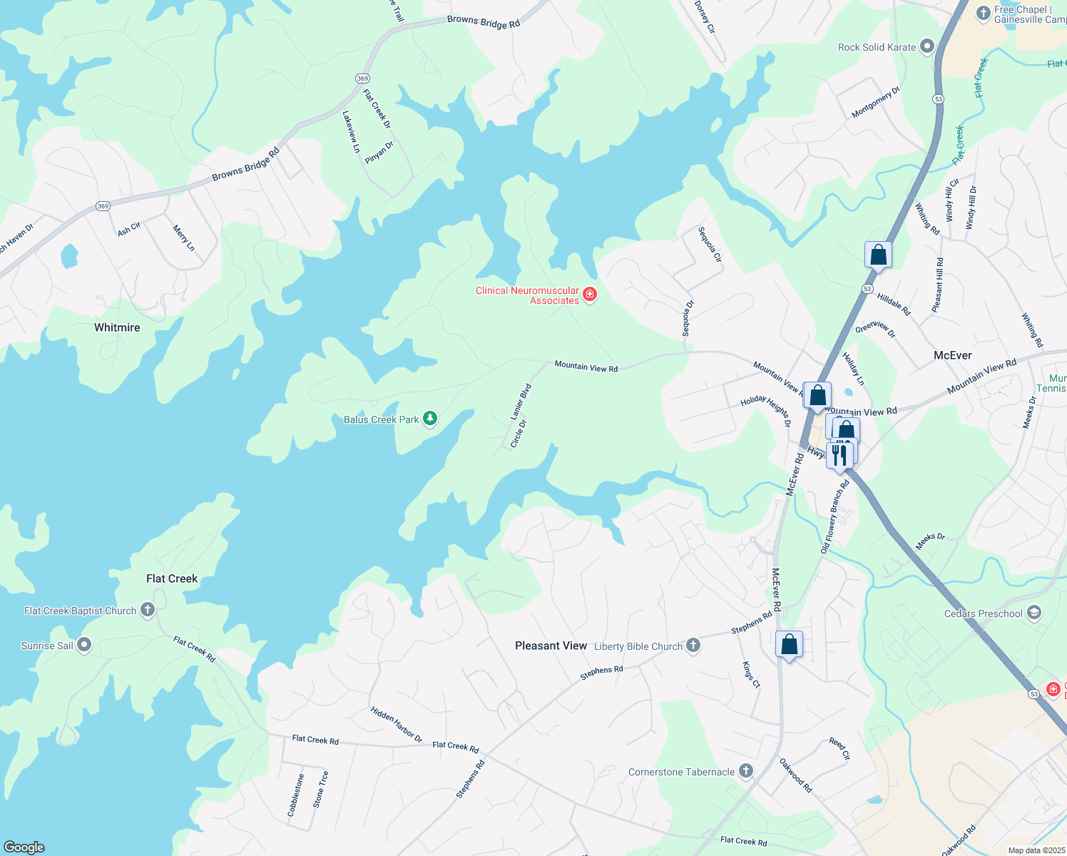 map of restaurants, bars, coffee shops, grocery stores, and more near 4619 Circle Drive in Oakwood