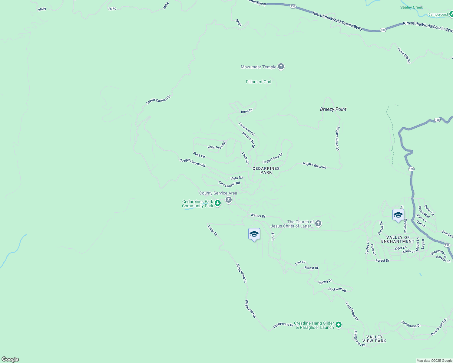 map of restaurants, bars, coffee shops, grocery stores, and more near 21727 Vista Road in San Bernardino County