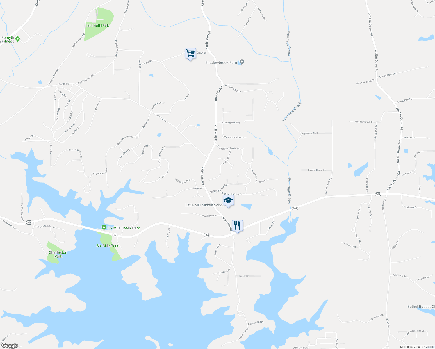 map of restaurants, bars, coffee shops, grocery stores, and more near 7280 Lanier Cove Court in Cumming