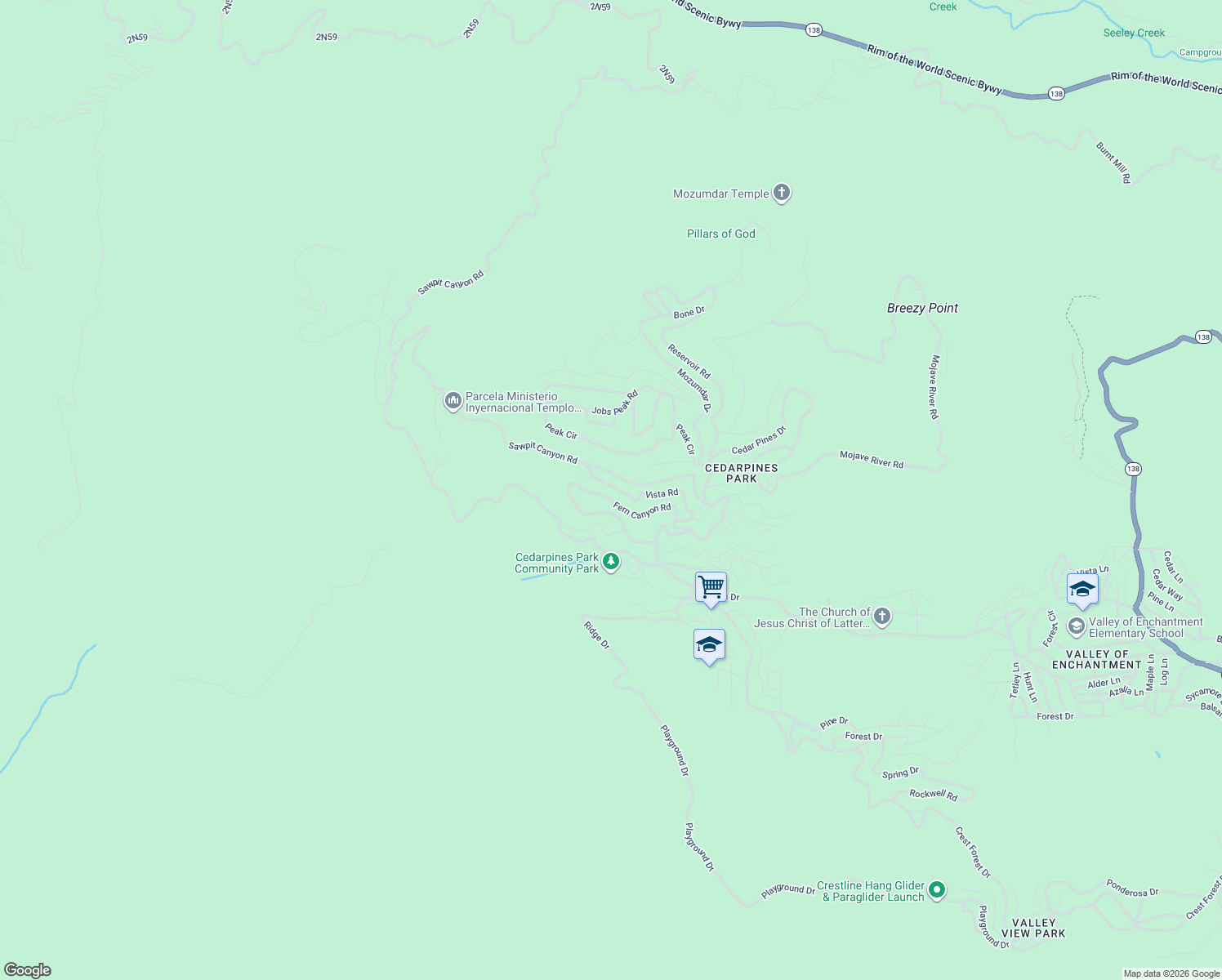 map of restaurants, bars, coffee shops, grocery stores, and more near in Crestline